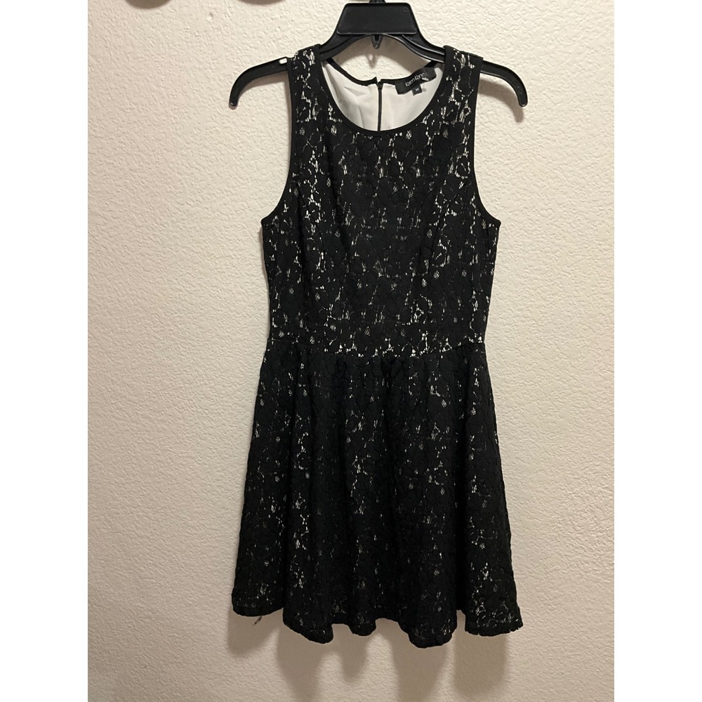 Karen Kane Black Lace Fit Flare Dress Sheath Midi Women's Size M